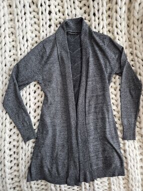 Experanza Charcoal Open-Front Ribbed Shawl Cardigan